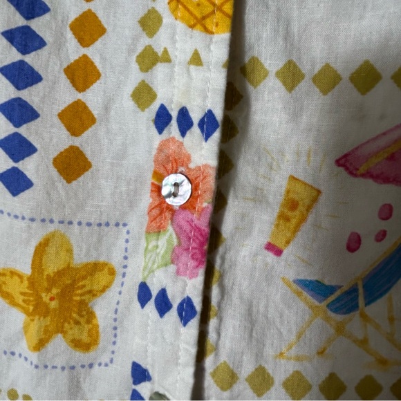 Calypso St Barth Tunic Womens XL Tropical Linen Blend Resort Beach Shirt Coverup - Picture 10 of 12